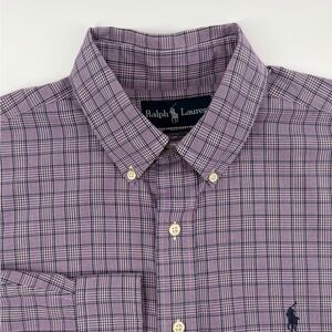 Ralph Lauren long sleeve Shirt Men's 15 1/2 32/33 M Lavender Checkered